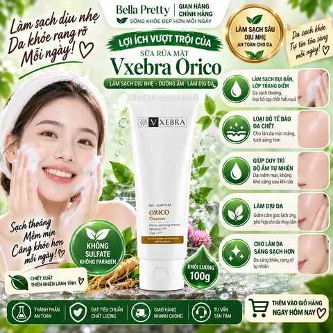 Sữa Rửa Mặt Vxebra Orico Cleanser – Làm Sạch Dịu Nhẹ, Dưỡng Ẩm, Sâm Triều Tiên, Hyaluronic Acid, Không Sulfate