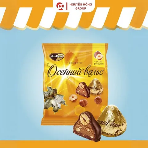 Kẹo socola nhân đậu phộng và hạt phỉ 250g Autum Waltz nhập khẩu Nga chocolate thơm ngon ăn vặt