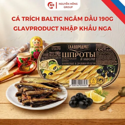 Cá trích ngâm dầu 190g glavproduc nhập khẩu nga thơm ngon ăn vặt đồ ăn food