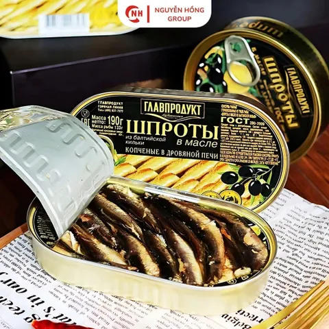Cá trích ngâm dầu 190g glavproduc nhập khẩu nga thơm ngon ăn vặt đồ ăn food
