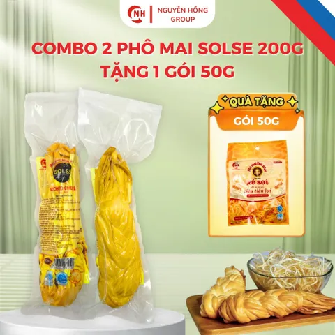 (Combo 2 Phô mai dây 200g  tặng gói 50g) hun khói xé sợi SOLSE Mặn Nga phô mai dây ăn vặt