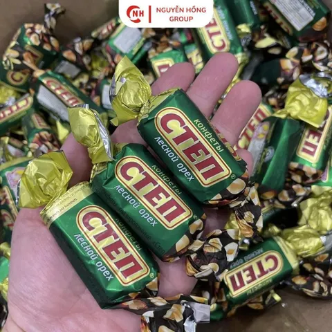 Kẹo socola cten xanh nhân hạt phỉ nhập khẩu Nga snack chocolate thơm ngon ăn vặt