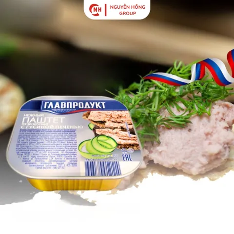 Pate gan ngỗng hộp nhôm 95g Glavproduct nhập khẩu Nga thơm ngon thức ăn