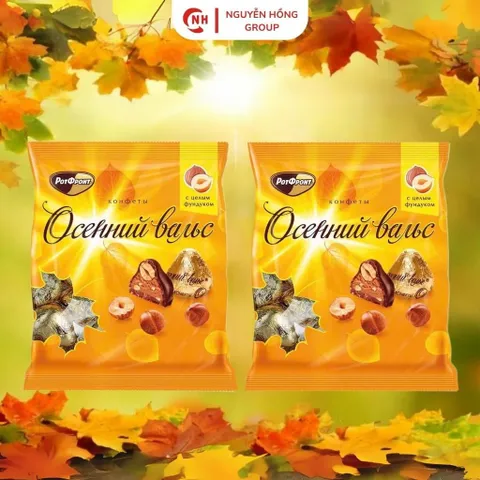 Kẹo socola nhân đậu phộng và hạt phỉ 250g Autum Waltz nhập khẩu Nga chocolate thơm ngon ăn vặt