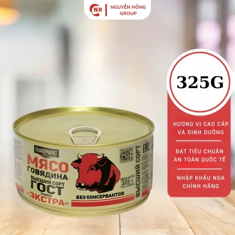Thịt bò hộp 325g Glavproduct nhập khẩu Nga thơm ngon food đồ ăn