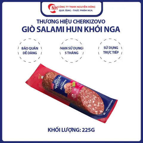 Xúc Xích hun khói Salami 225g, giò salami hun khói nhập khẩu Nga 225g, Nguyễn Hồng