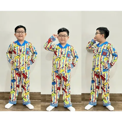 12-45kg A559 Bộ pijama bé trai vải thun lạnh mềm mịn mát họa tiết hoạt hình siêu đẹp