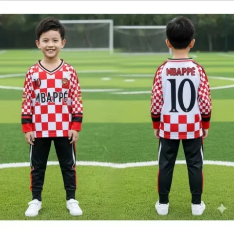 12-45kg A575 Đồ bộ dài tay bé trai thun lạnh in 3D họa tiết thể thao đường phố ngầu đẹp, bộ thể thao bóng đá