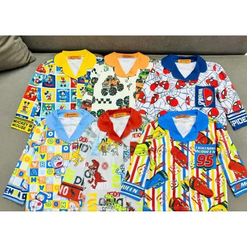 12-45kg A559 Bộ pijama bé trai vải thun lạnh mềm mịn mát họa tiết hoạt hình siêu đẹp