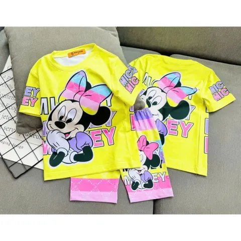 11-45kg A287 Bộ ngố thun lạnh in 3D hình hoạt hình bé gái size đại