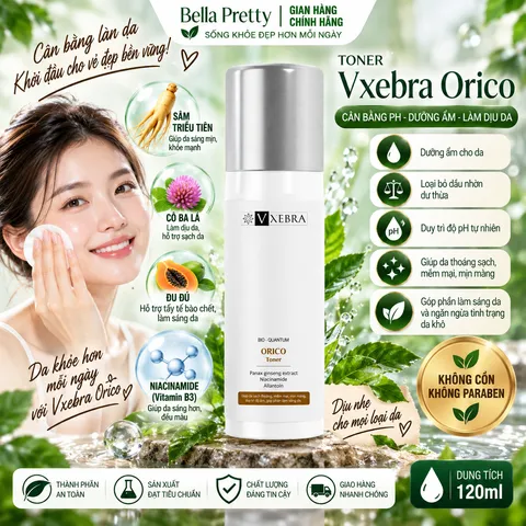 Nước Hoa Hồng Vxebra Orico Toner – Dưỡng Ẩm, Làm Sạch Dầu Nhờn, Cân Bằng pH, Niacinamide B3 & Sâm Triều Tiên