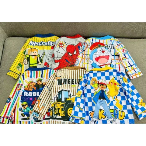 12-45kg A708 Bộ pijama bé trai vải thun lạnh mềm mịn mát họa tiết hoạt hình siêu đẹp