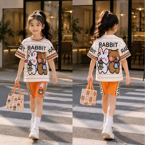 13-49kg A928 BỘ THUN LẠNH 3D BÉ GÁI SIZE ĐẠI - Đồ bộ trẻ em, bộ thể thao bé gái