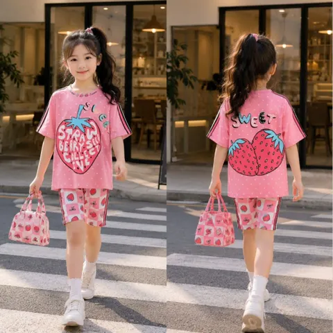 13-49kg A928 BỘ THUN LẠNH 3D BÉ GÁI SIZE ĐẠI - Đồ bộ trẻ em, bộ thể thao bé gái