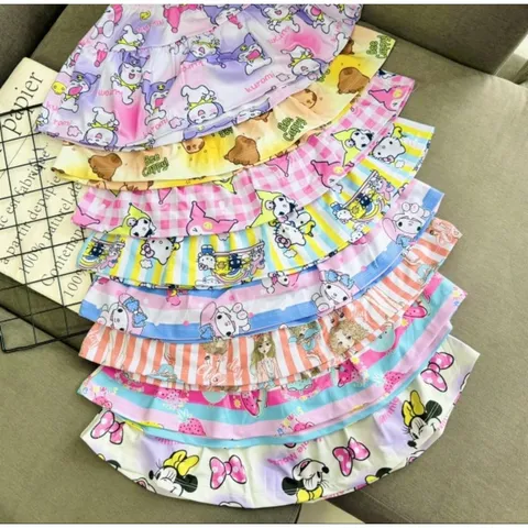 10-40kg Sét Bộ Áo Và Chân Váy Có Quần Trong Cho Bé Gái Size Đại Chất Vải Thun Lạnh loại 1 in Hoạt Hình Hot Trend