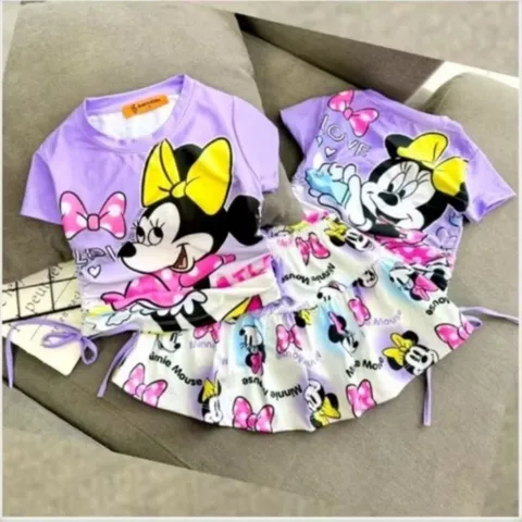 10-40kg Sét Bộ Áo Và Chân Váy Có Quần Trong Cho Bé Gái Size Đại Chất Vải Thun Lạnh loại 1 in Hoạt Hình Hot Trend