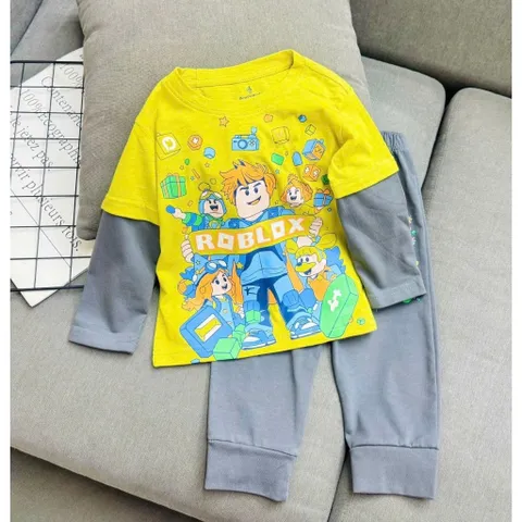 8-40kg H7 Đồ Bộ Dài Tay Bé Trai Size Đại, Sét Quần Áo Thu Đông Bé Trai Vải Thun Cotton in Hoạt Hình Hot Trend