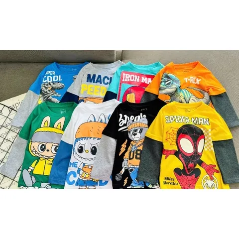 8-40kg H7 Đồ Bộ Dài Tay Bé Trai Size Đại, Sét Quần Áo Thu Đông Bé Trai Vải Thun Cotton in Hoạt Hình Hot Trend