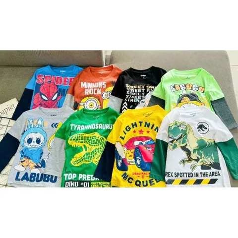 8-40kg H7 Đồ Bộ Dài Tay Bé Trai Size Đại, Sét Quần Áo Thu Đông Bé Trai Vải Thun Cotton in Hoạt Hình Hot Trend