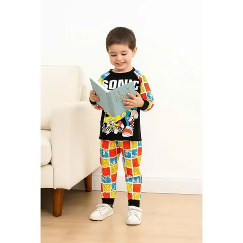 10-43kg H1 Đồ bộ dài tay bé trai size đại chất thun borip in họa tiết hoạt hình mềm đẹp