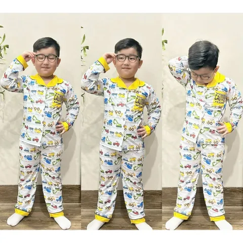 12-45kg A544 Bộ pijama bé trai thun lạnh mềm mịn mát họa tiết hoạt hình đẹp