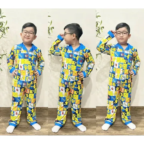 12-45kg A544 Bộ pijama bé trai thun lạnh mềm mịn mát họa tiết hoạt hình đẹp