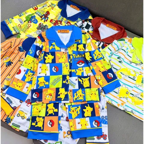 12-45kg A544 Bộ pijama bé trai thun lạnh mềm mịn mát họa tiết hoạt hình đẹp