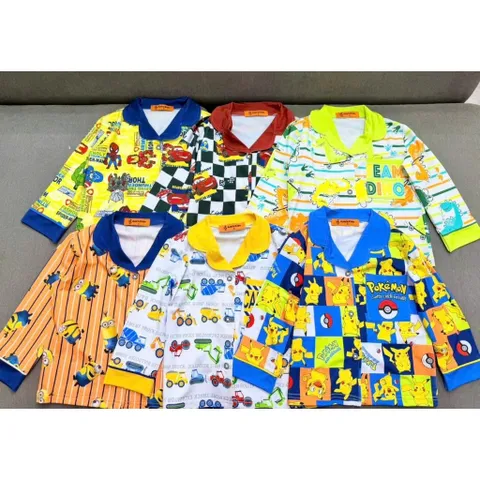 12-45kg A544 Bộ pijama bé trai thun lạnh mềm mịn mát họa tiết hoạt hình đẹp