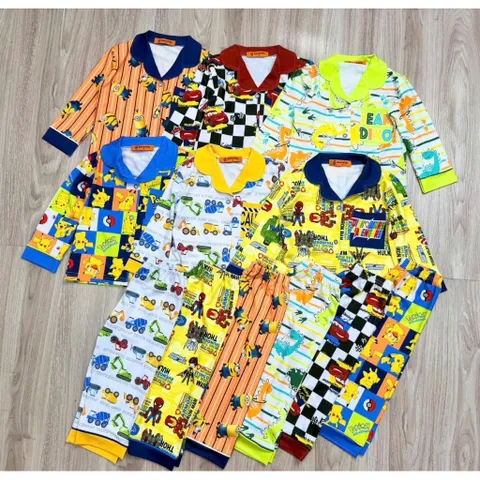 12-45kg A544 Bộ pijama bé trai thun lạnh mềm mịn mát họa tiết hoạt hình đẹp