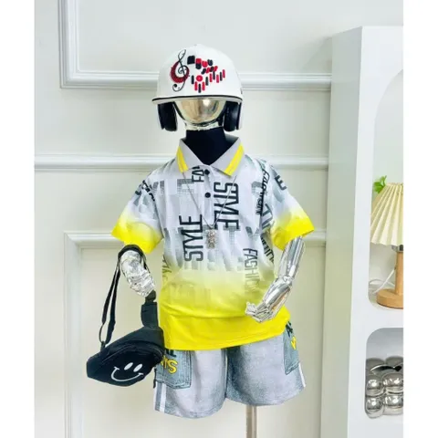11-45kg A646 Bộ Đồ Polo Bé Trai Vải Thun Lạnh in 3D Họa Tiết Thể Thao Đường Phố Ngầu Đẹp