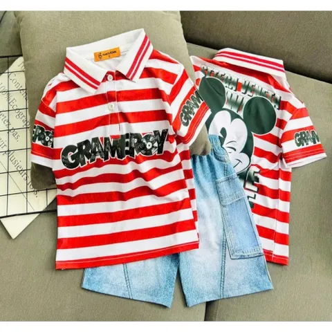 11-45kg A646 Bộ Đồ Polo Bé Trai Vải Thun Lạnh in 3D Họa Tiết Thể Thao Đường Phố Ngầu Đẹp