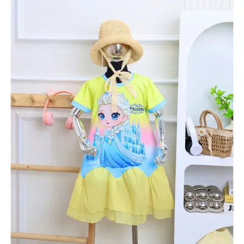 12-45kg A692 Đầm suông thun lạnh phối voan siêu mịn, váy bé gái size đại