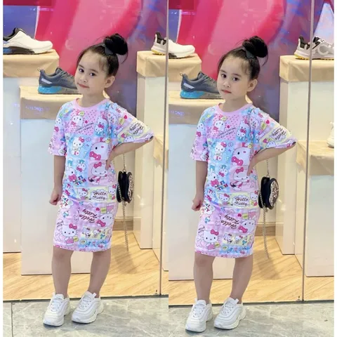 Váy bé gái 10 đến 40kg, đầm thun lạnh in 3D siêu mềm đẹp siêu hot hit