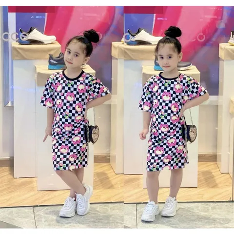 Váy bé gái 10 đến 40kg, đầm thun lạnh in 3D siêu mềm đẹp siêu hot hit