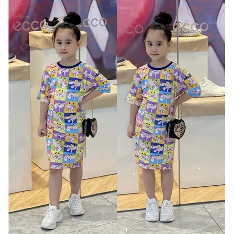 Váy bé gái 10 đến 40kg, đầm thun lạnh in 3D siêu mềm đẹp siêu hot hit