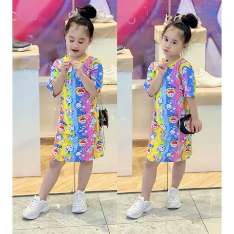 Váy bé gái 10 đến 40kg, đầm thun lạnh in 3D siêu mềm đẹp siêu hot hit