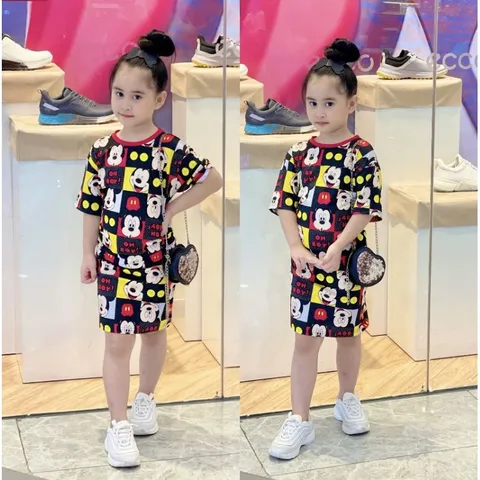 Váy bé gái 10 đến 40kg, đầm thun lạnh in 3D siêu mềm đẹp siêu hot hit