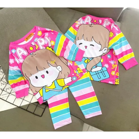 [10-42kg] Bộ quần dài tay ngắn thun lạnh in 3D siêu cưng, đồ bộ bé gái size đại - Đồ bộ trẻ em