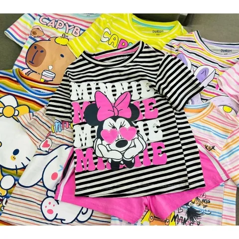 Đồ Bộ Bé Gái Size Đại 11-40kg, Bộ Đùi Bé Gái Vải Thun Cotton in Hoạt Hình Hot Trend mềm mịn mát