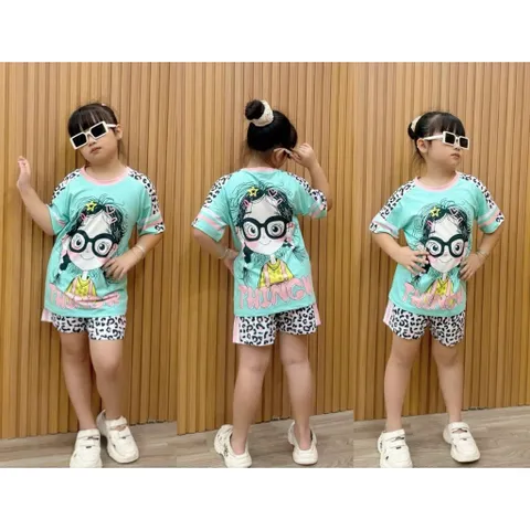 11-45kg Đồ bộ bé gái size đại thun lạnh in hình hoạt hình thể thao dễ thương, bộ thể thao bé gái