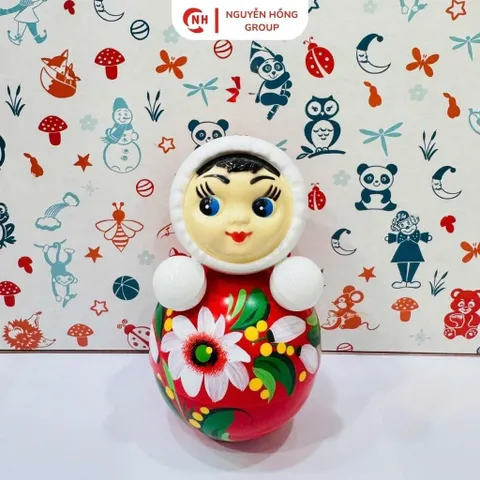 Lật đật nhựa bé gái áo hoa 110mm Kotovski nhập khẩu Nga đồ chơi sưu tầm