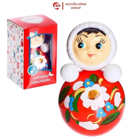 Lật đật nhựa bé gái áo hoa 110mm Kotovski nhập khẩu Nga đồ chơi sưu tầm