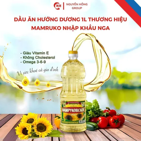 Dầu ăn hướng dương nhập khẩu Nga Mamruko 1 lít - dầu ăn bổ dưỡng từ Nga