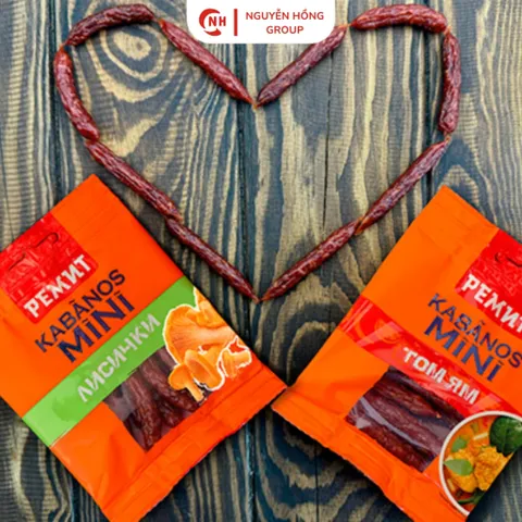 Salami kabanos mini 25g vị nấm ăn vặt thức ăn thơm ngon