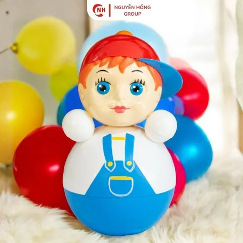 Lật đật nhựa bé trai đội mũ 155mm Kotovski nhập khẩu Nga đồ chơi sưu tầm
