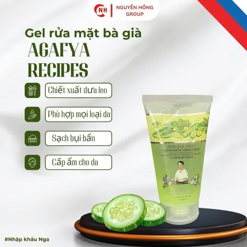 Sữa rửa mặt gel bà già Agafya Recipes tinh chất dưa leo nhập khẩu Nga sạch bụi bẩn phù hợp với mọi loại da