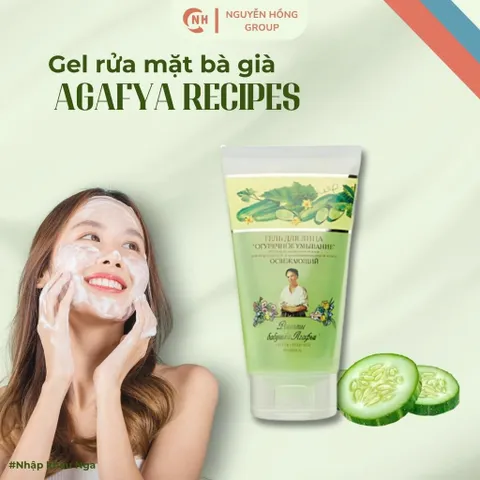 Sữa rửa mặt gel bà già Agafya Recipes tinh chất dưa leo nhập khẩu Nga sạch bụi bẩn phù hợp với mọi loại da