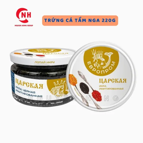 Trứng cá tầm đen đóng hộp thủy tinh 220g Tsar nhập khẩu Nga thơm ngon ăn liền với sushi, salad Food