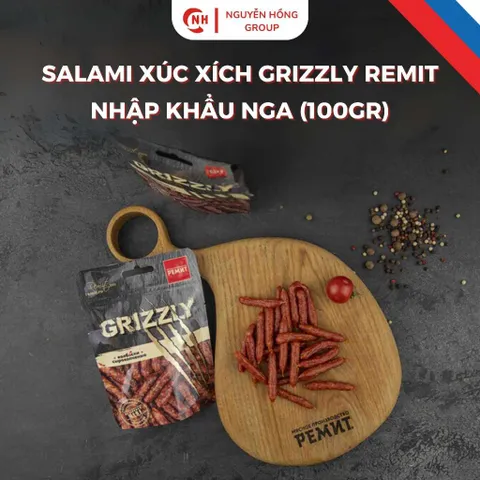 Salami que hun khói Grizzly 100g , xúc xích ăn liền Nga Ăn Vặt Food Thức Ăn