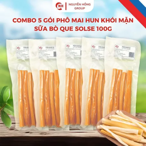 Combo 5 gói phô mai hun khói vị mặn sữa bò que SOLSE 100g snack ăn vặt cheese